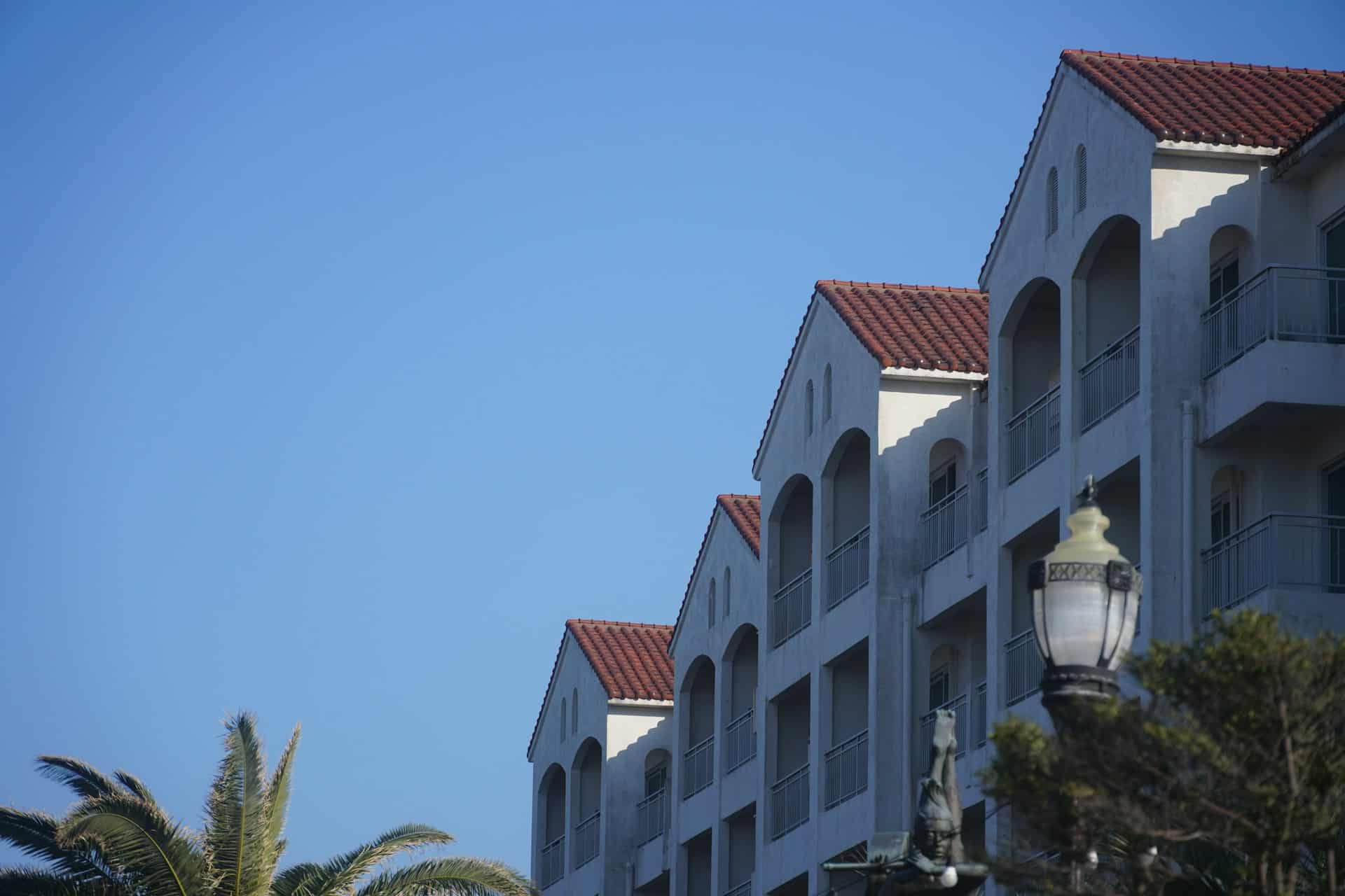 Hotel with palm tree