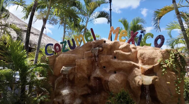 Cozumel Mexico Sign Puerta Maya Near Taxi Stand_Galveston Cruise Destinations