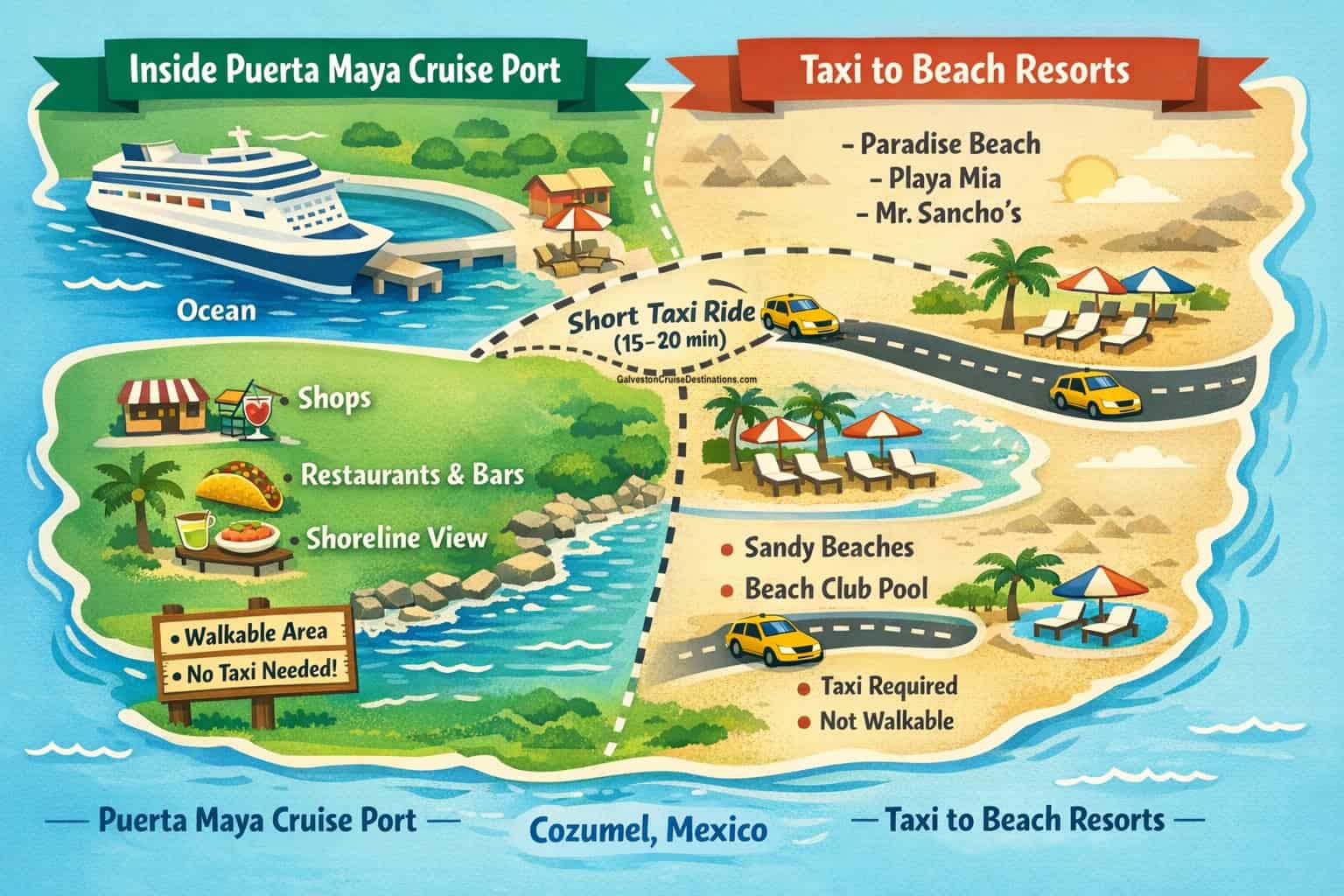 Inside Puerta Maya Taxi to Beach Resorts Map