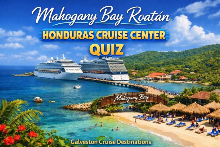 Cruise ship docked at Mahogany Bay Roatan Honduras