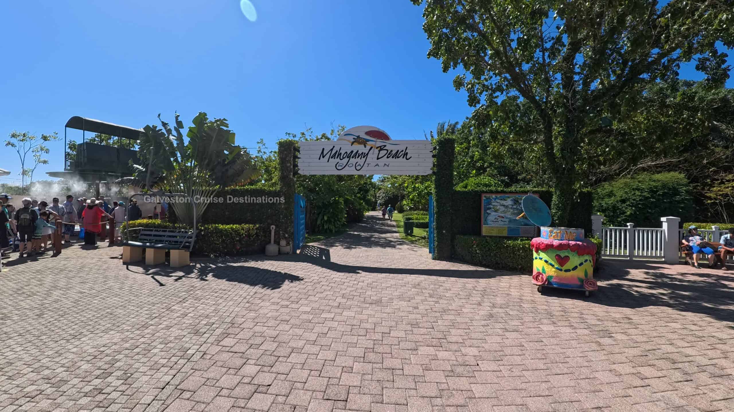 Mahogany Bay Roatan Honduras Beach Area and chairlift line