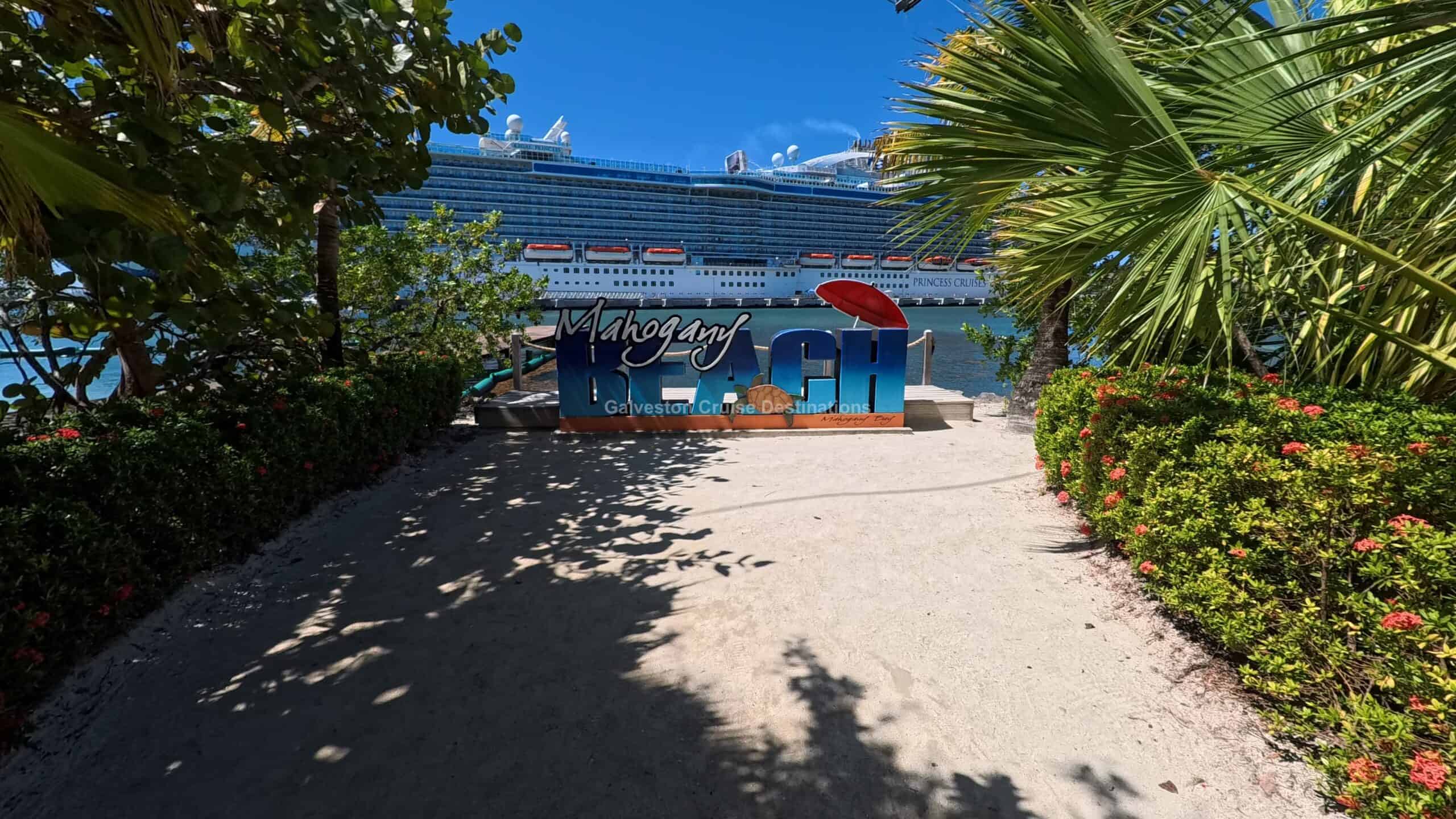 Mahogany Bay Roatan Honduras Mahogany Beach sign_Ship_background