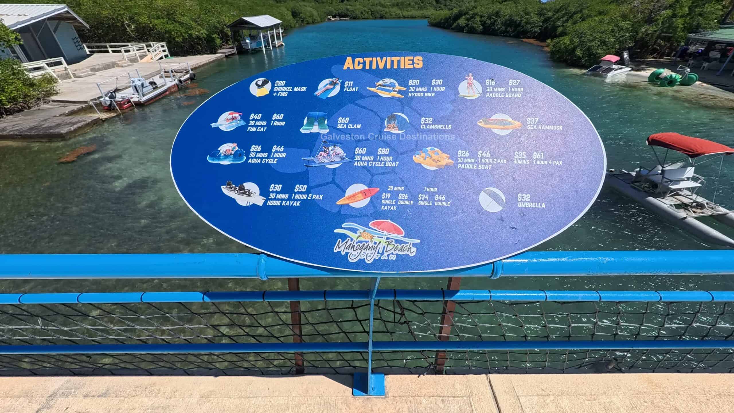 Mahogany Bay Roatan Honduras Sign of Things to Do in Mahogany Bay_Activities