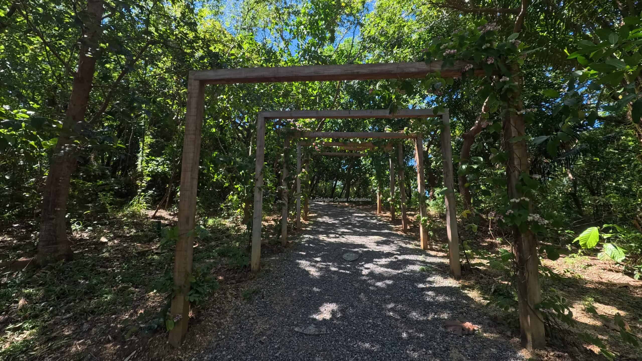 Isla Tropicale Mahogany Bay First Entrance to Nature Trail Roatan Honduras Galveston Cruise Destinations