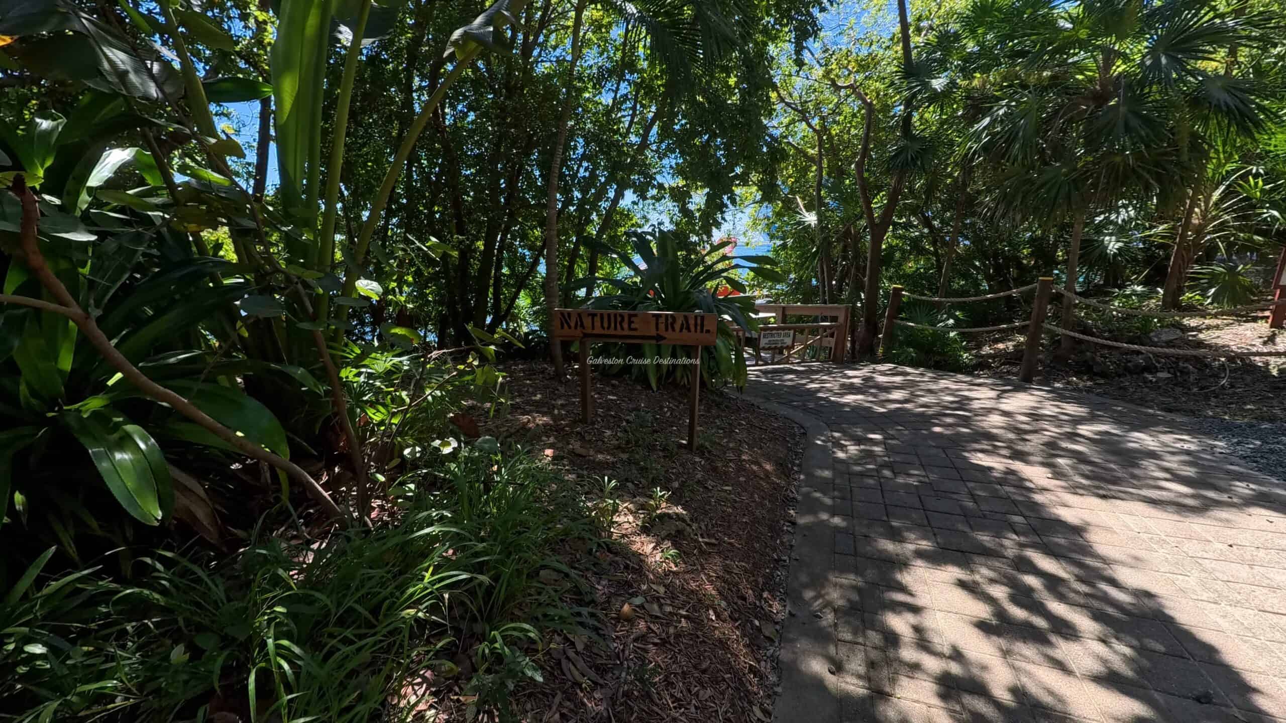 Isla Tropicale Mahogany Bay Second Nature Trail Entrance Roatan Honduras Galveston Cruise Destinations